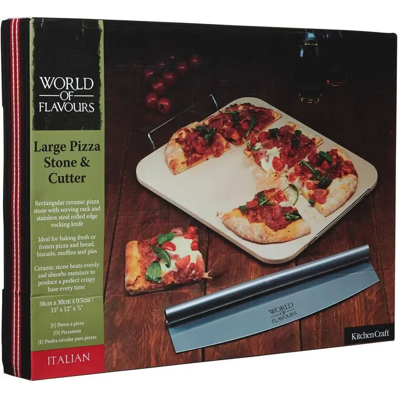 KitchenCraft World of Flavours Italian Large Pizza Stone &