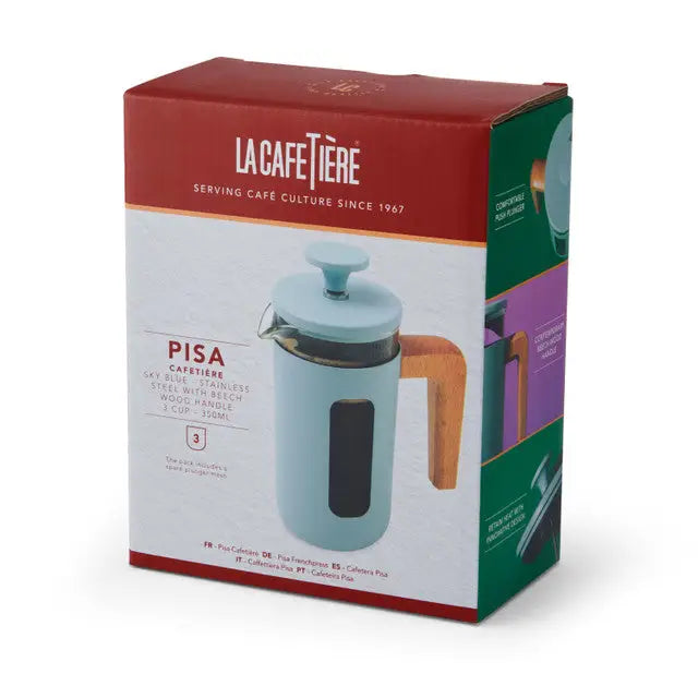 La Cafetière Pisa 3 Cup Cafetiere Sky Blue - Giftware >>