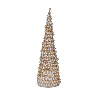 Large Gold Glitter Pearl Cone Tree Seasonal >> Christmas >>