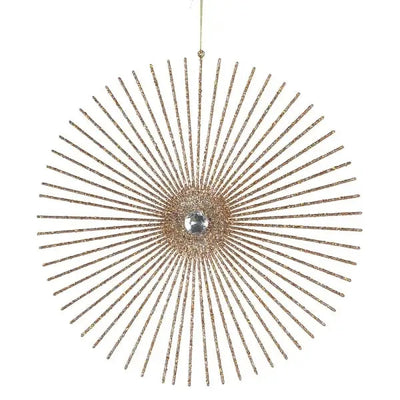 Large Gold Glitter Snowflake Hanger Bauble - Christmas