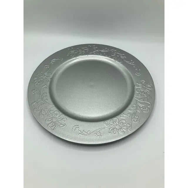 Large Silver Plastic Decorative Christmas Charger Plate