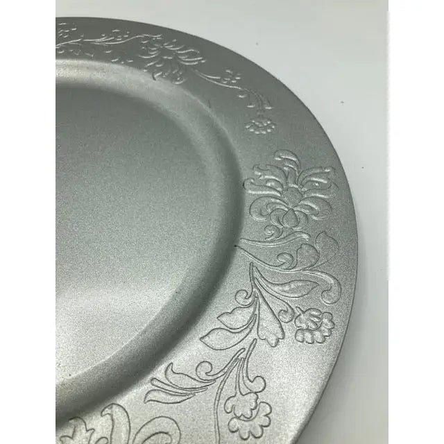 Large Silver Plastic Decorative Christmas Charger Plate