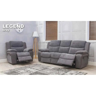 Legend Grey Fabric Reclining Sofa Range 3+1+1 - Sofas