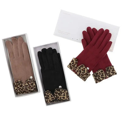Leopard Print Cuff Boxed Gloves - 1 Pair Sent - Gloves