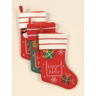 Letter to Santa Christmas Stocking - 3 Assorted Designs -