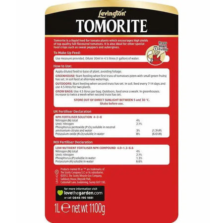 Levington Tomorite Concentrated Tomato Food 1.3L / 2.5 Litre