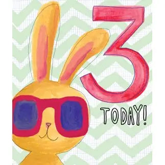 Libby Bothway Age 3 Cool Rabbit Happy Birthday Card