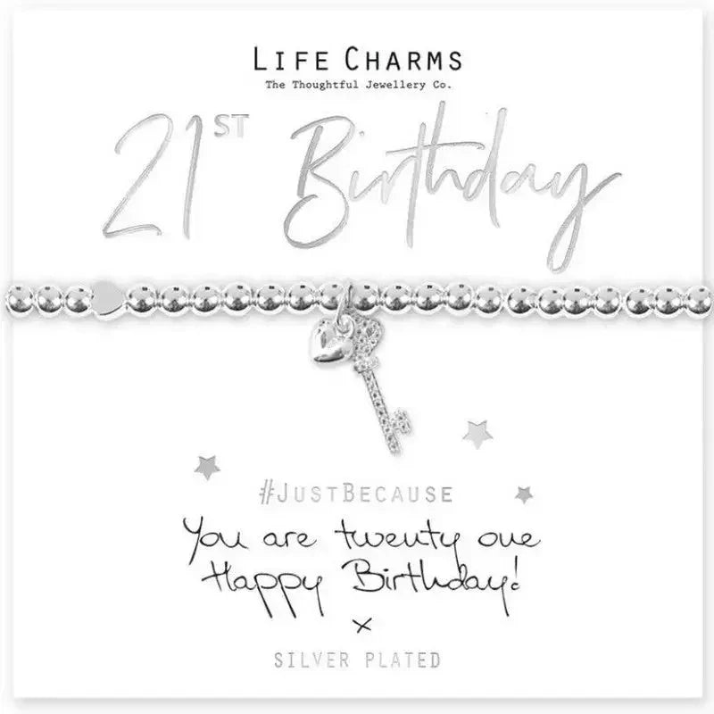 Life Charms Bracelets For Birthdays - 21st Birthday Key -