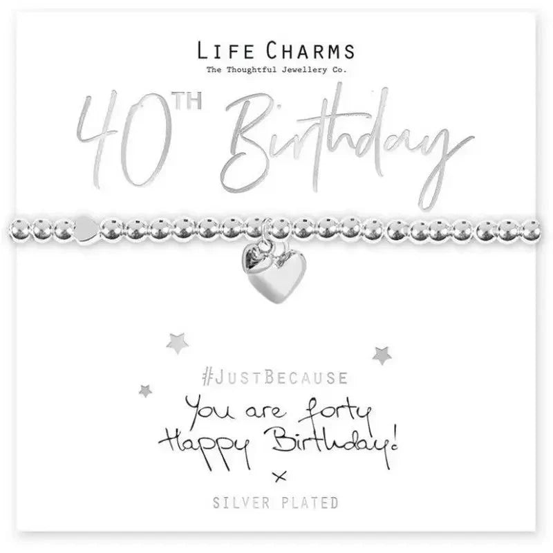 Life Charms Bracelets For Birthdays - 40th Birthday -