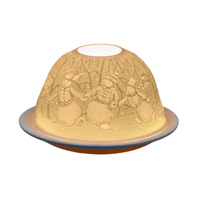 Light Glow Tealight Candle Holder 3 Inches - Dancing Snowmen