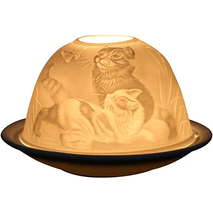Light Glow Tealight Candle Holder 3 Inches - Playful Cats -