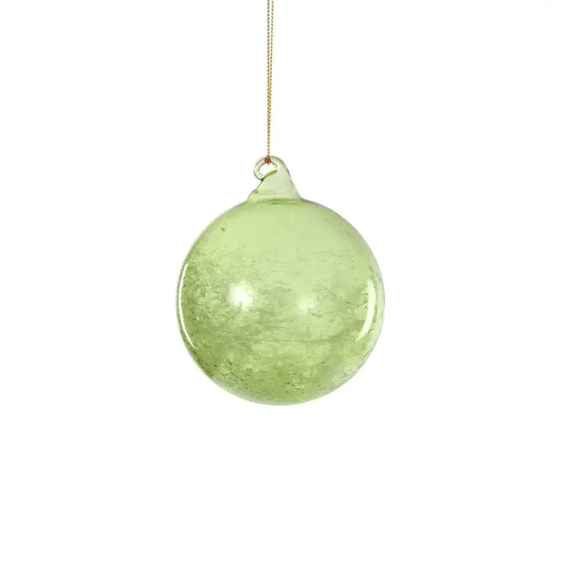 Lime Green Crackle Glass Bauble 8cm - Seasonal >> Christmas