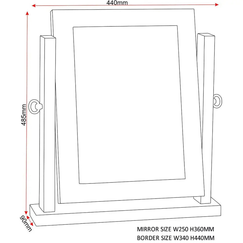 Lisbon Dressing Table Mirror Light Oak Effect Veneer -