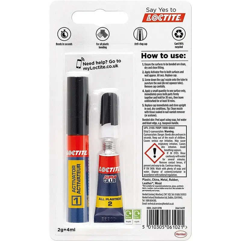 Loctite SuperGlue All Plastics 2g + 4ml - Hardware Glue &