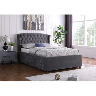 Lorraine Double Bed Gas Lift Ottoman Bed Iron Grey - 4ft 6