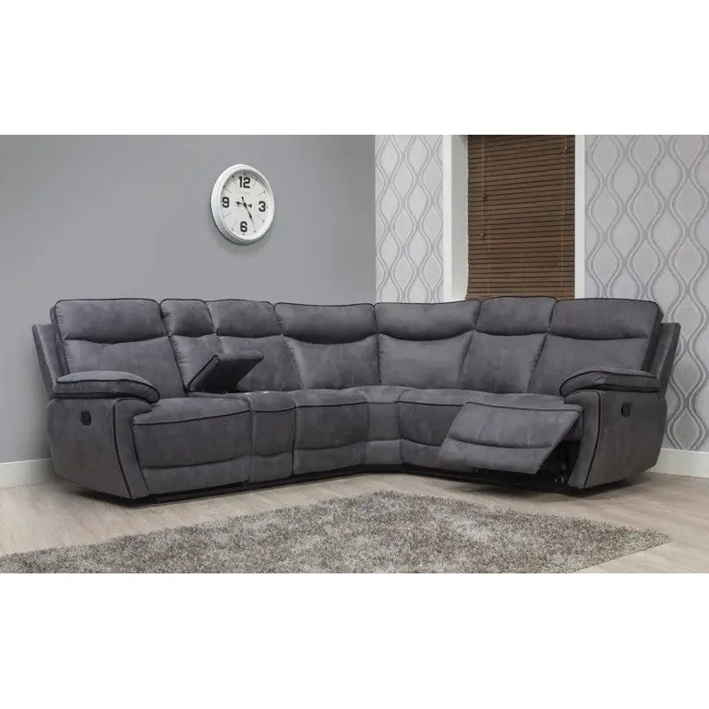 Lota Fabric Reclining Sofa Range - Charcoal - Charcoal / 2 x