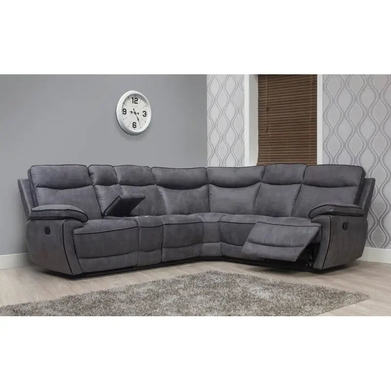 Lota Fabric Reclining Sofa Range - Charcoal - Charcoal / 2 x