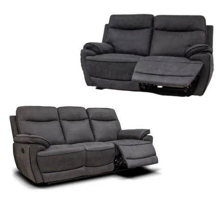 Lota Fabric Reclining Sofa Range - Charcoal - Sofas
