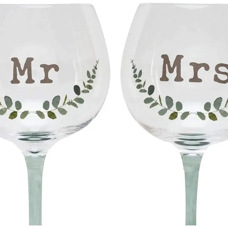 Love Story Mr And Mrs Gin Glass Set - Glass