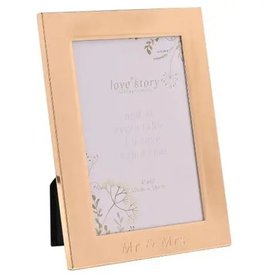 Love Story Wildflower Gold Photo Frame 4’’ x 6’’ - Mr & Mrs