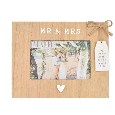 Love Story Wooden Frame - Mr & Mrs - Homeware >> Clocks >>