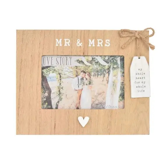 Love Story Wooden Frame - Mr & Mrs - Homeware >> Clocks >>