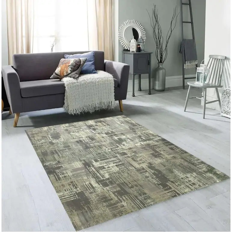 Luxor Silver & Green Runner Rug 120 x 170cm - Stewart and Gibson Ltd