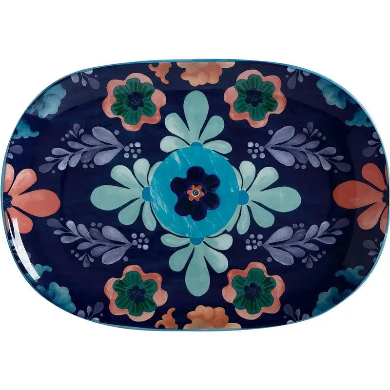 M&W Majolica Serving Platter 40x28cm Blue - Platter