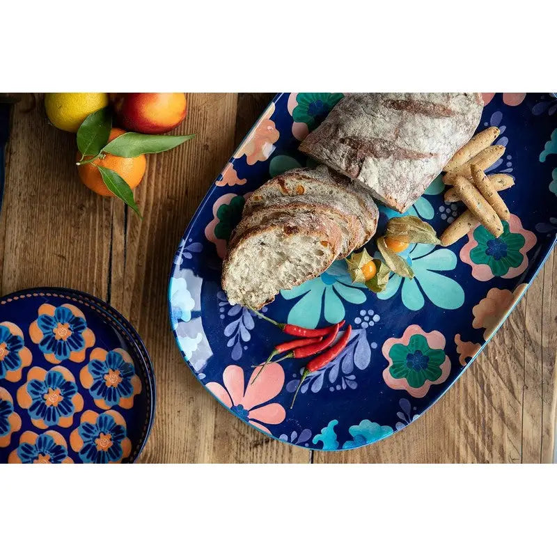 M&W Majolica Serving Platter 40x28cm Blue - Platter