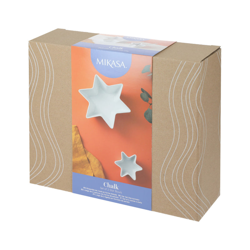 Mikasa Chalk Porcelain Star Bowls, Set of 2, White