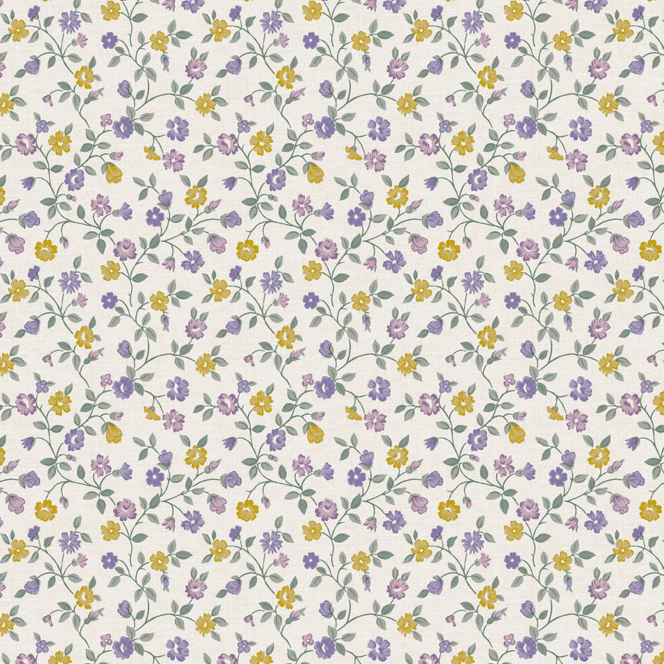 Purple Ditsy Floral Table Cloth - Bonita - Per Half Meter