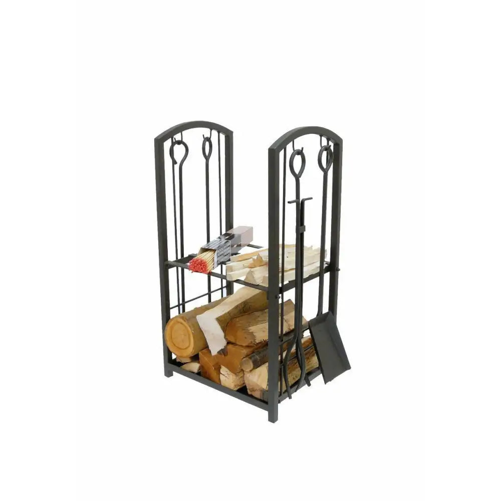 Manor Log Station - Black - 73 X 46 X 30 - Fireside