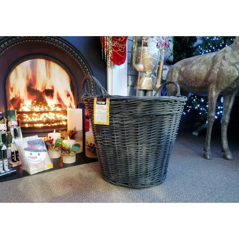 Manor Tapton Log Basket - Large - Dark Grey - Log Basket