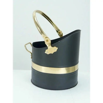 Manor Warwick Helmet Coal Bucket - Black / Brass - 24 Inch -