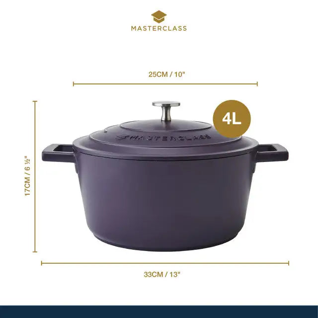 MasterClass Cast Aluminium Casserole Dish Purple - 4 Litre