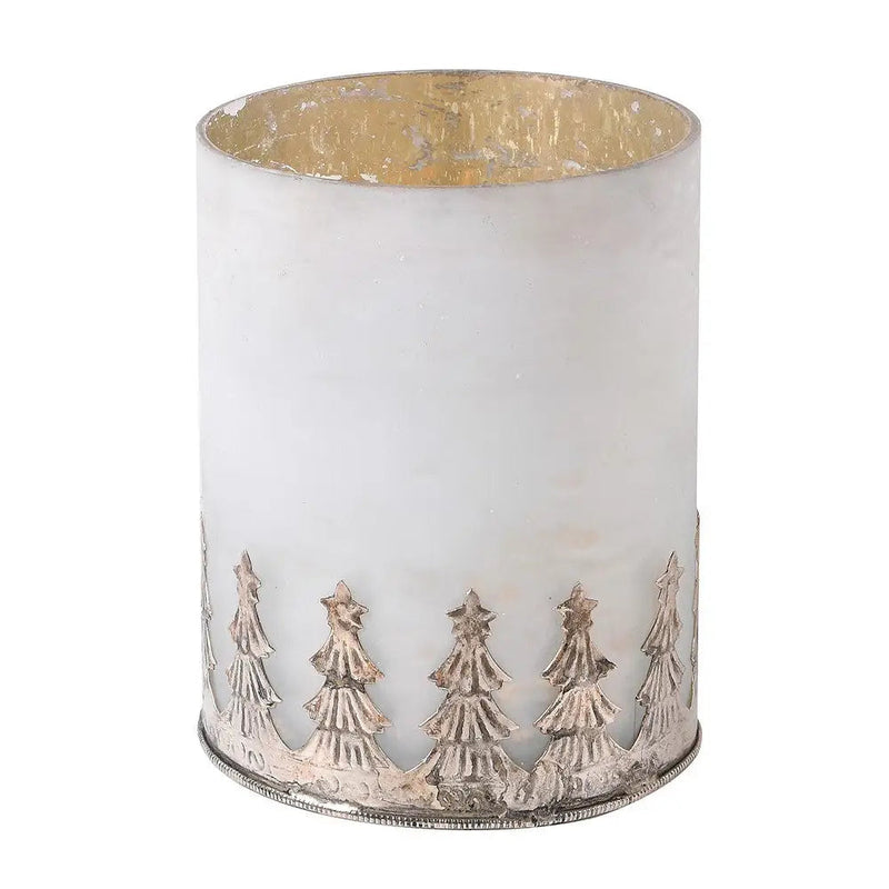 Matt White Xmas Tree Votive Candle Holder - Christmas