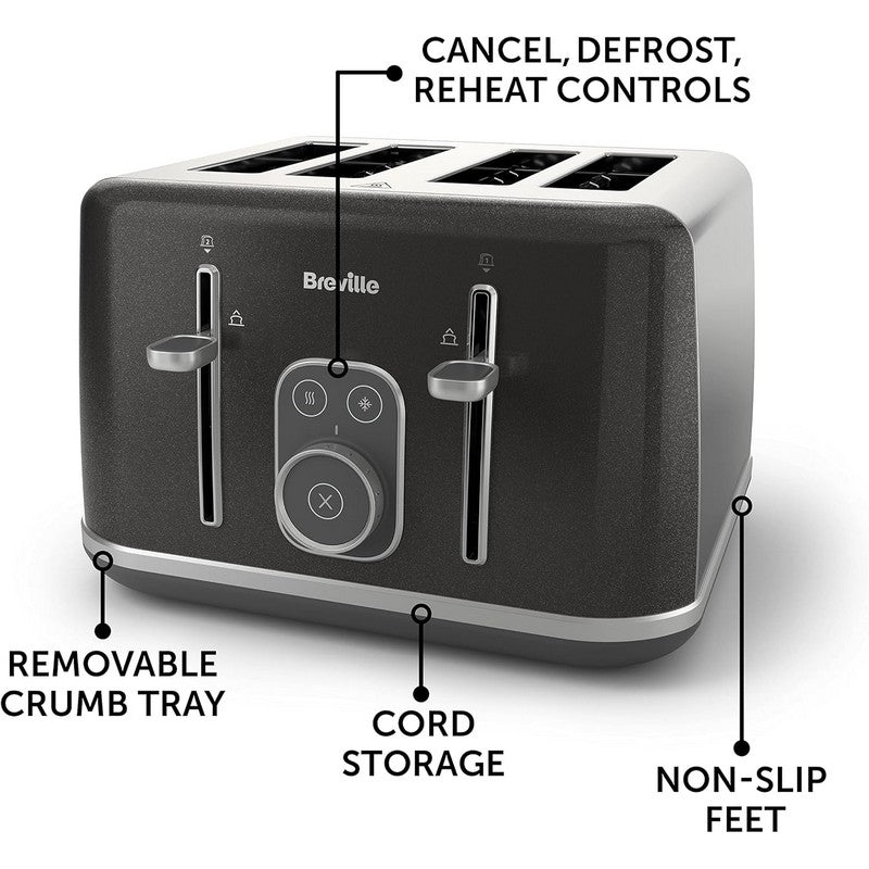 Breville Aura 4 Slice Toaster - Shimmer Grey