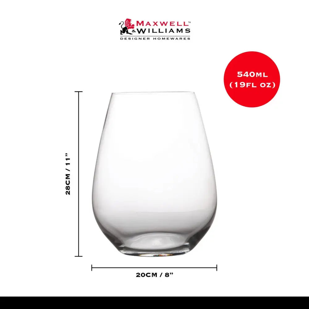 Maxwell & Williams Vino Set of 6 400ml Stemless White Wine