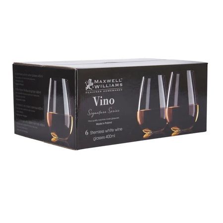 Maxwell & Williams Vino Set of 6 400ml Stemless White Wine