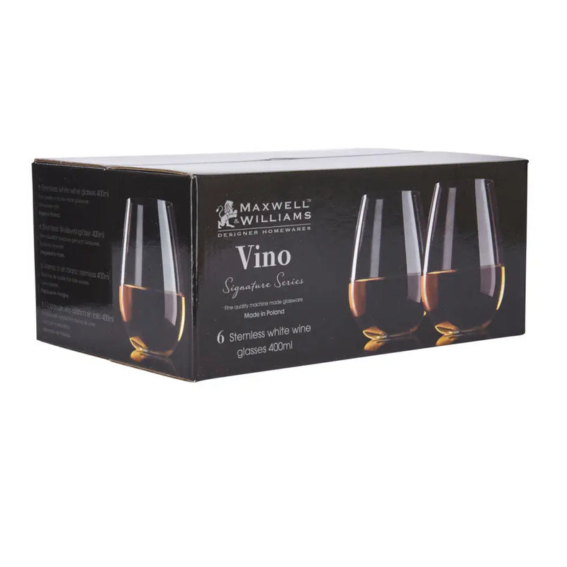 Maxwell & Williams Vino Set of 6 400ml Stemless White Wine
