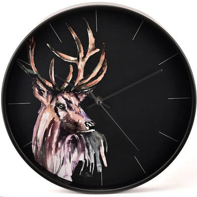 Meg Hawkins Round Wall Clock 30cm Stag - Homeware
