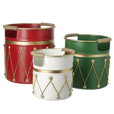 Metal Containers With Rope Handles - Various Sizes &