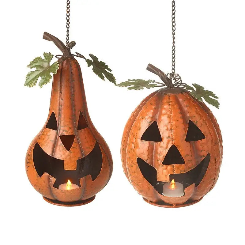 Metal Orange Hanging Pumpkin - 18x23x45cm (2 Assorted - 1