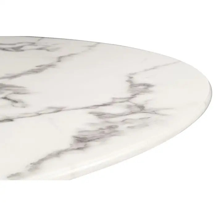 Mia White Ceramic Marble Round Dining Table Set Including 4