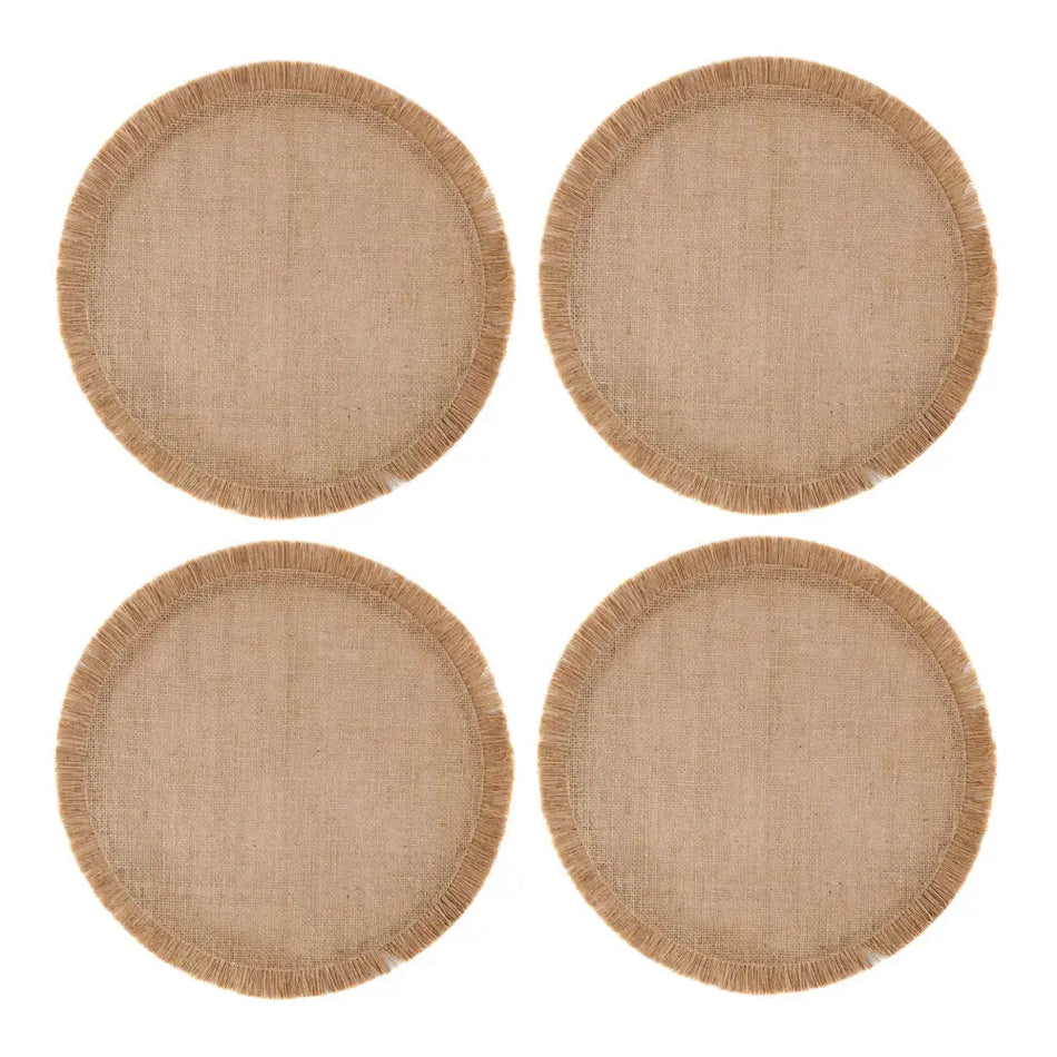 Mikasa 4 - Piece Round Hessian Placemat Set Natural 38cm