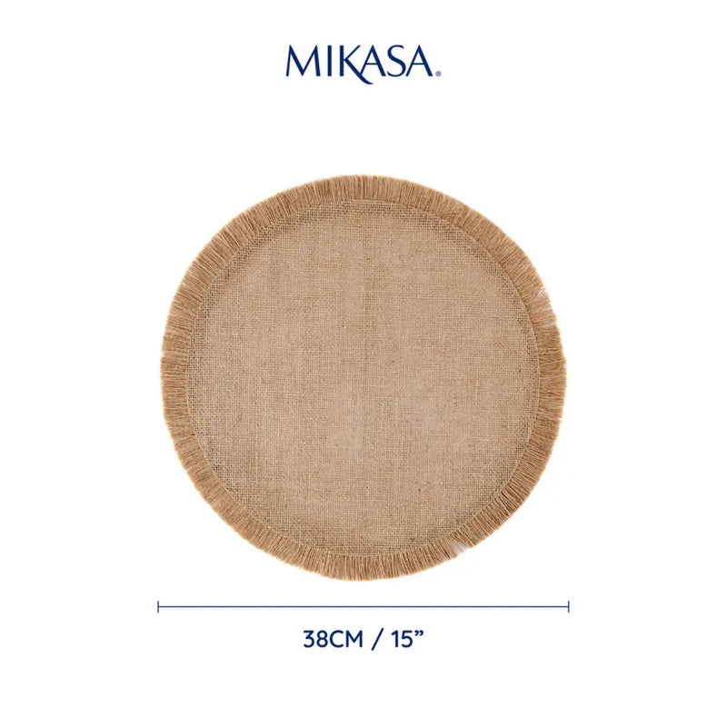 Mikasa 4 - Piece Round Hessian Placemat Set Natural 38cm