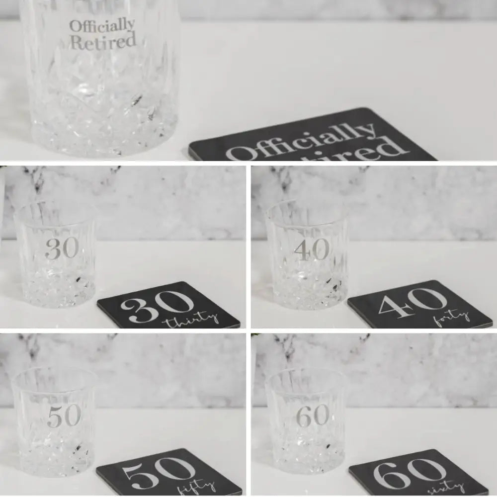 Milestones Cut Glass Whisky Tumbler & Coaster - Various