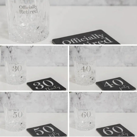 Milestones Cut Glass Whisky Tumbler & Coaster - Various