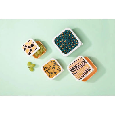 Mimo Animal Printed Stackable Lunch Box - 4 Pack - Lunch