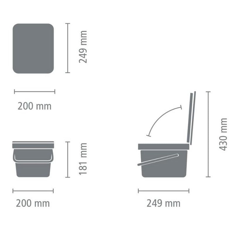 Brabantia Sort & Go Recycle Bin/Compost Caddy - 6 Litre - 3 Colours Available